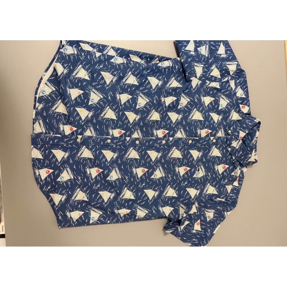 Vineyard Vines Mens Whale Shirt Navy Sailboat Performance Button Down L